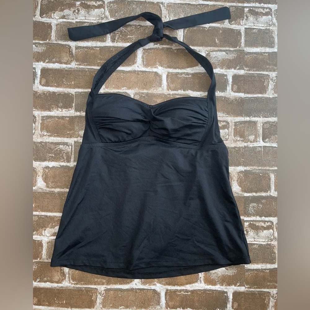 Bisou Bisou women’s s small black tankini swim top bathing suit twist front